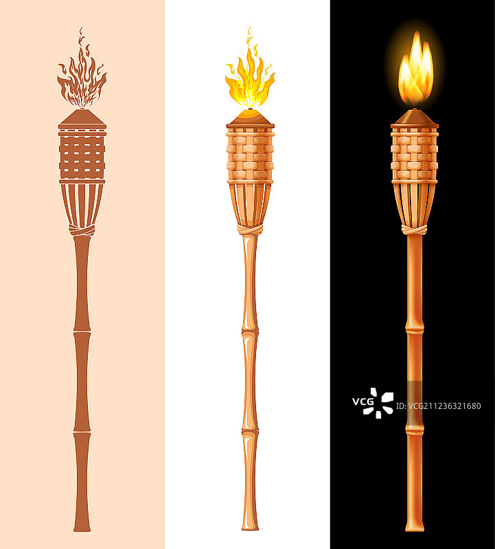 竹制火炬套装图片素材