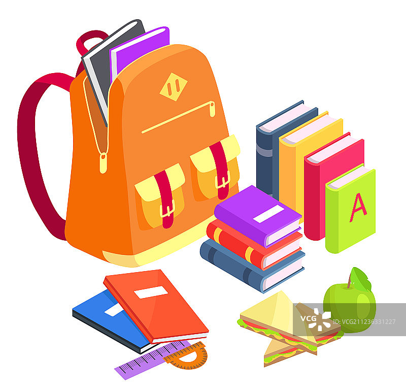 白色背景上的学校相关物品合集图片素材