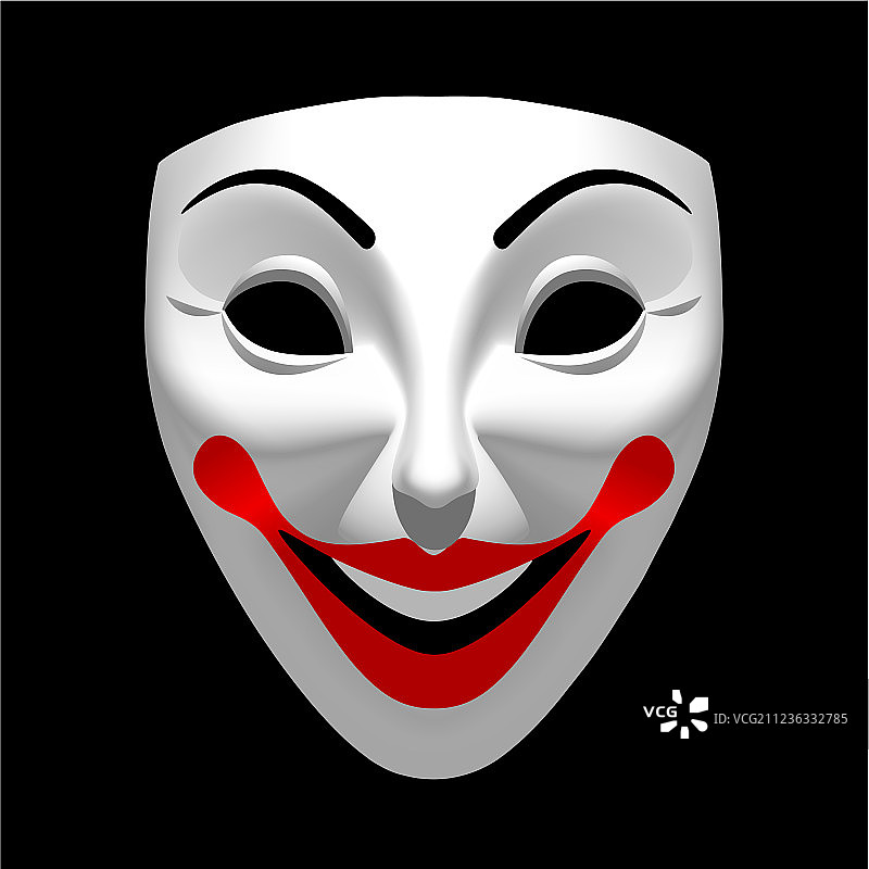 黑色背景上的白色戏剧微笑面具图片素材