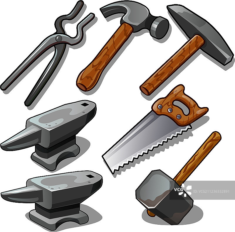 铁匠和木匠的工作工具图片素材