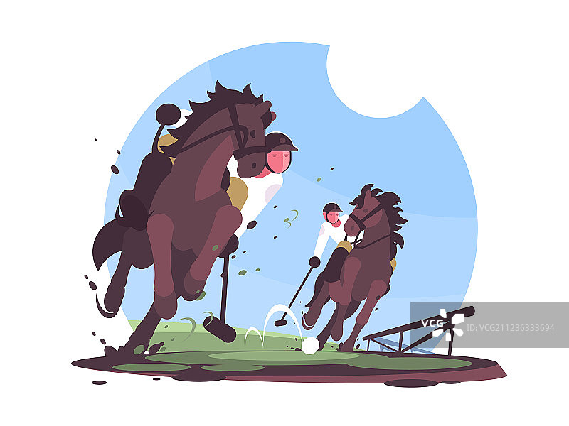 球员在绿地上打马球图片素材