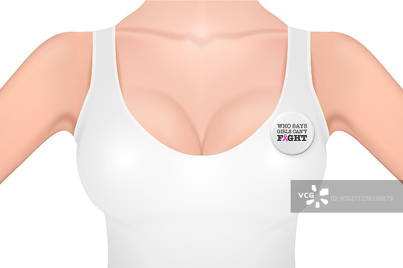 白色背心下的逼真女性胸部图片素材