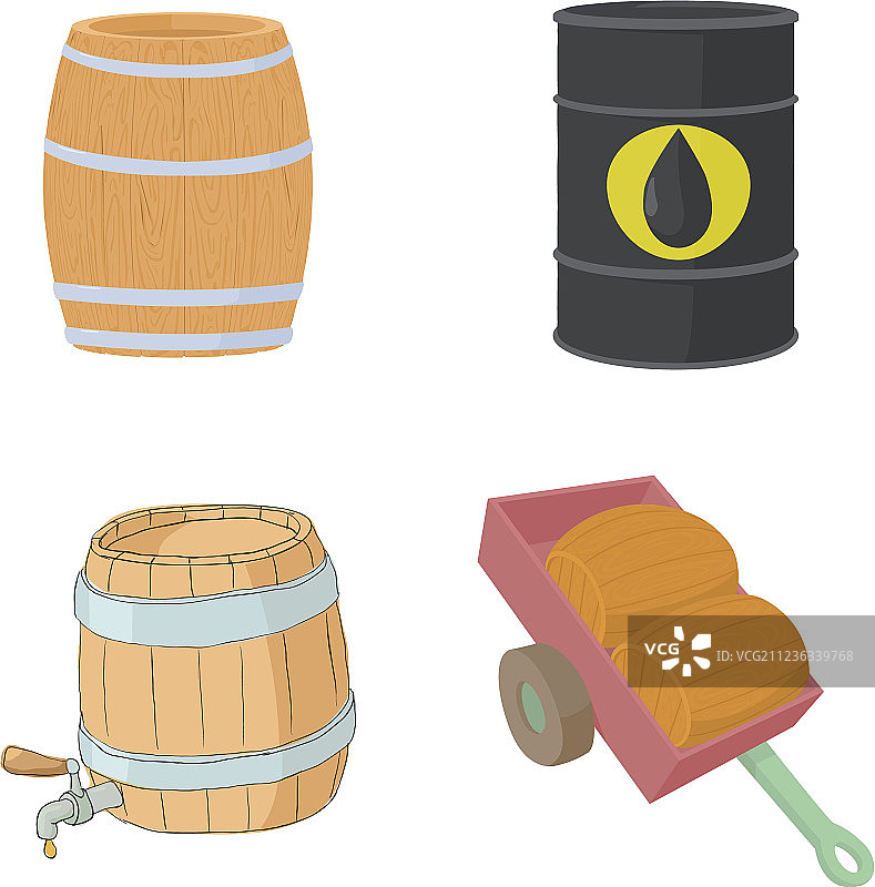桶装图标集卡通风格图片素材