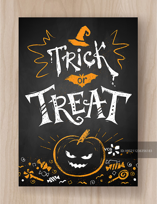 不给糖就捣蛋粉笔设计明信片图片素材