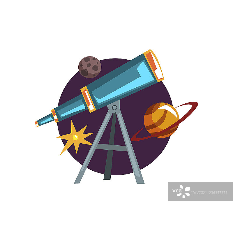 天文学符号：望远镜和星星图片素材