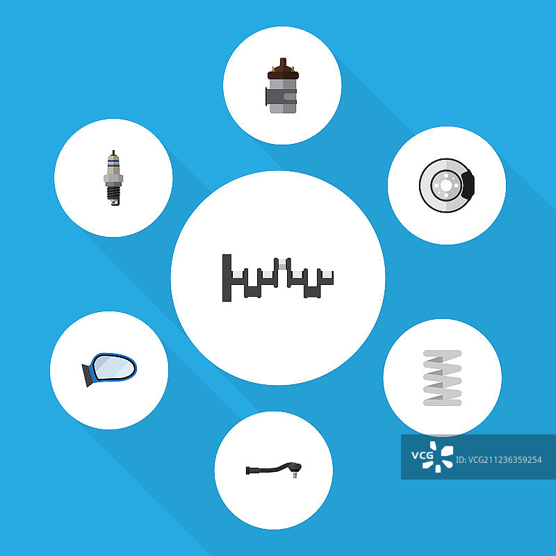 扁平图标：汽车曲轴备件组图片素材