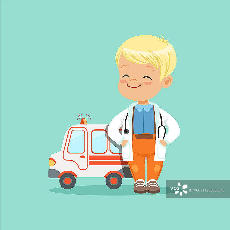 穿着白色医用外套的扁平风男婴图片素材