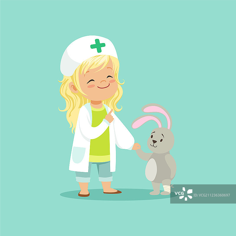 可爱的女婴医生手持听诊器图片素材