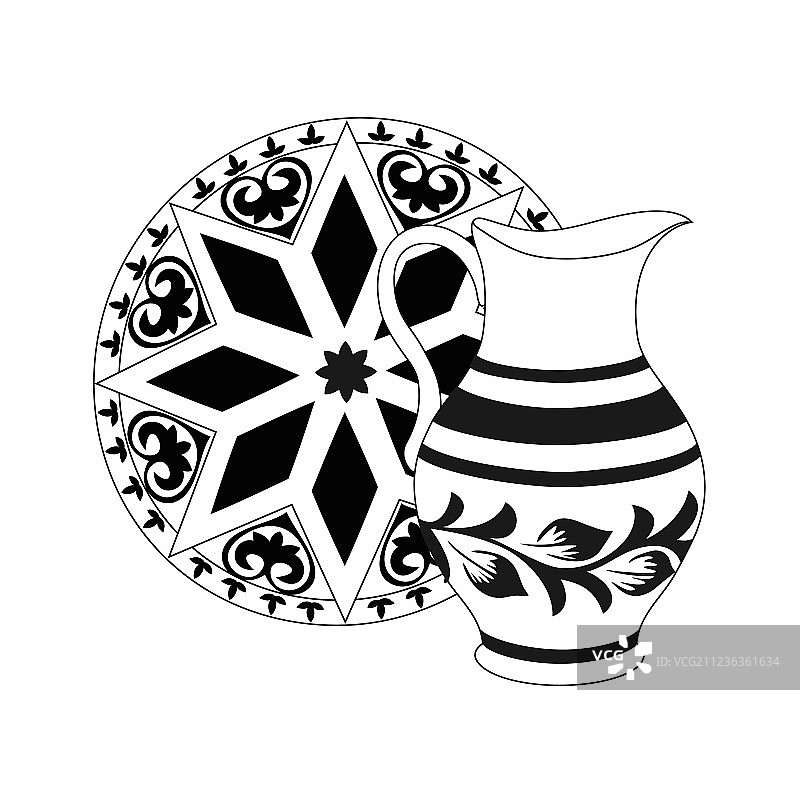 单色水罐与托盘组成图片素材