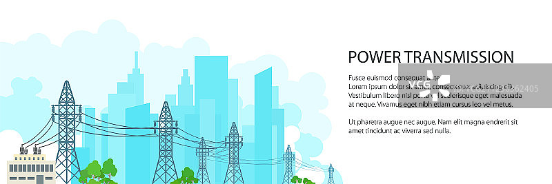 高压电线白色banner图片素材