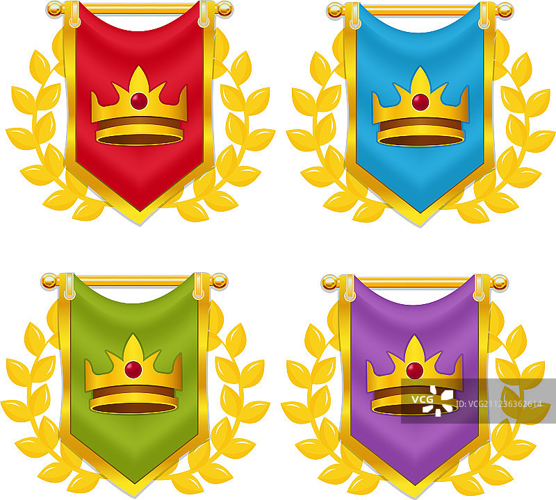 带皇冠和月桂树的骑士旗帜图片素材
