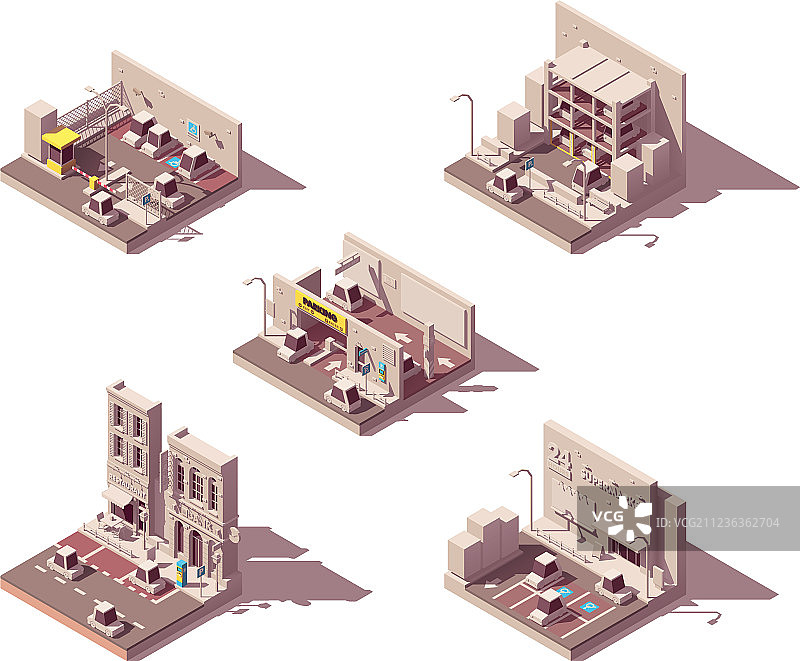 2.5D汽车停车图标合集图片素材