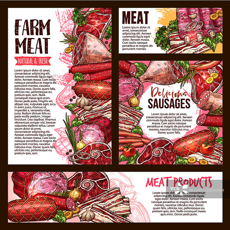 肉类香肠产品banner模板套装图片素材