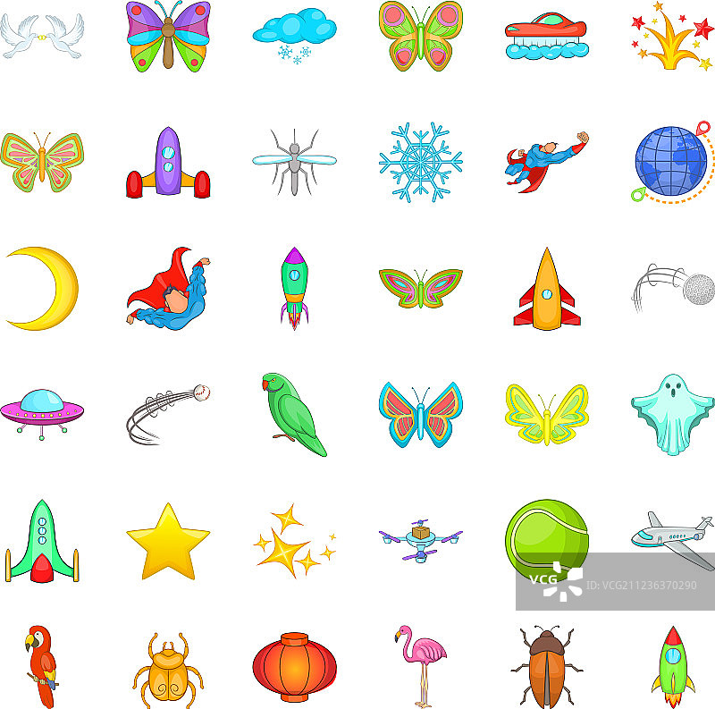 卡通风格火烈鸟图标合集图片素材