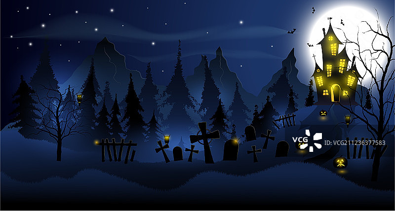 万圣节背景与鬼屋墓图片素材