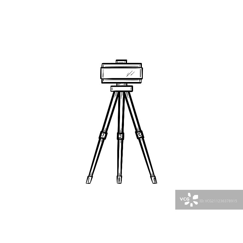 三脚架上的经纬仪手绘草图图标图片素材