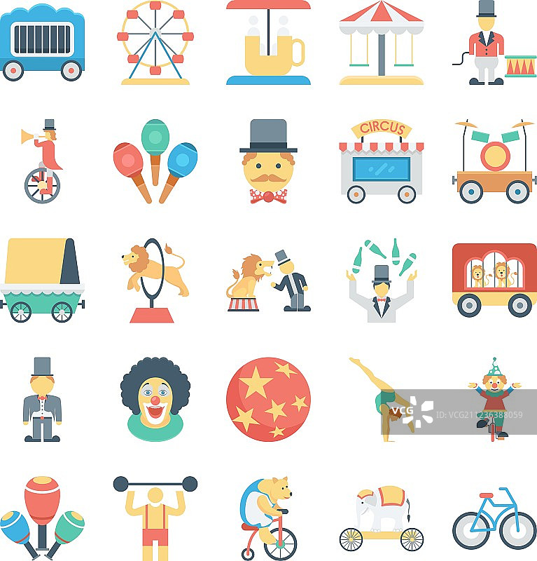 马戏团彩色图标2图片素材