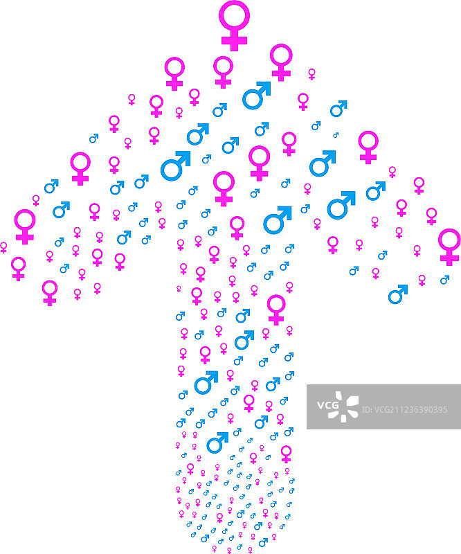 带有女性形象的向上箭头构图图片素材