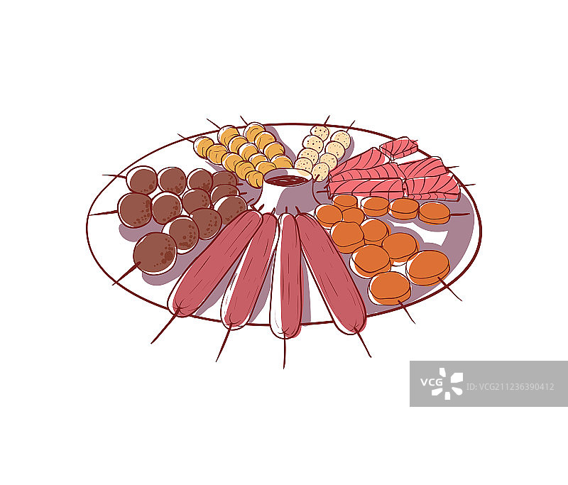 沙爹烤串隔离图标图片素材