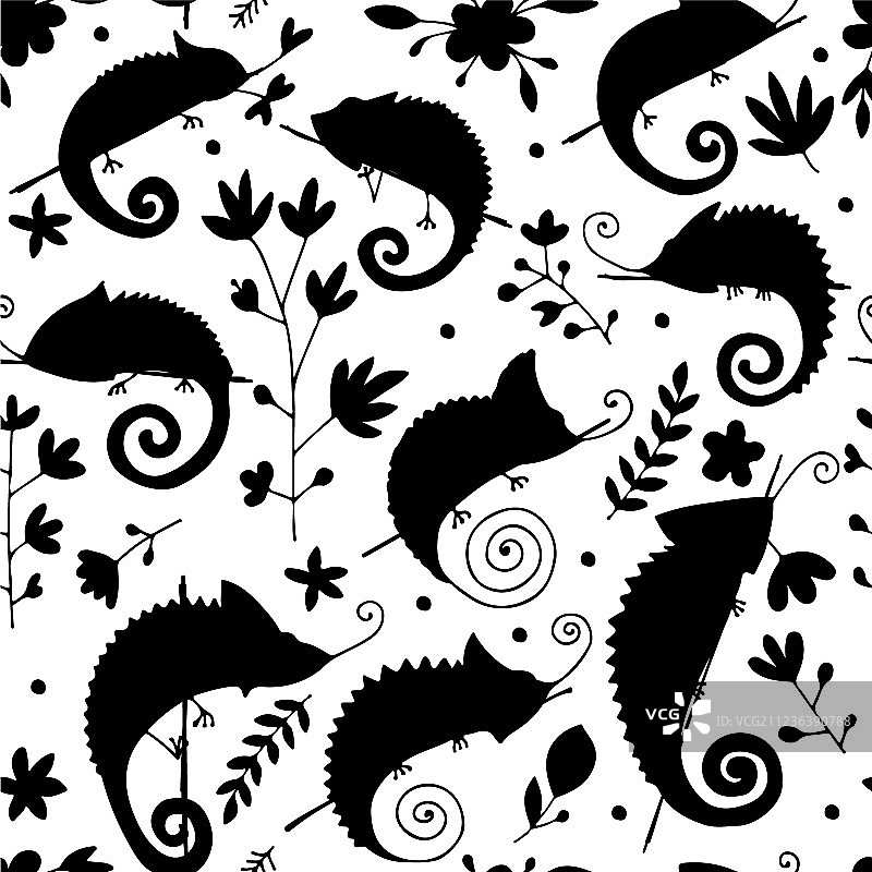 变色龙图案无缝集合图片素材