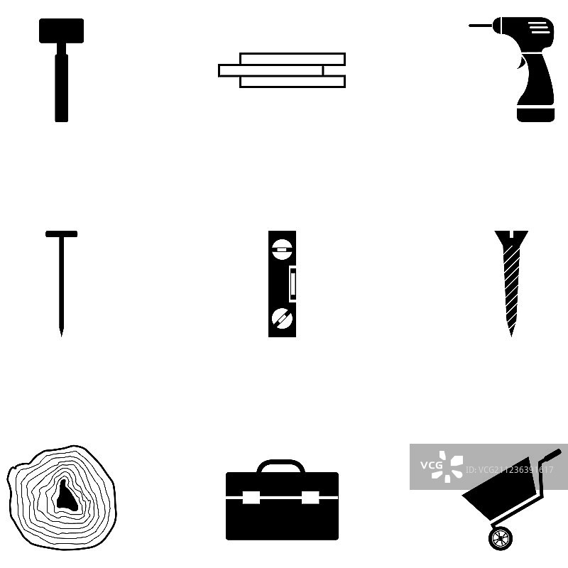 伐木工人图标集图片素材