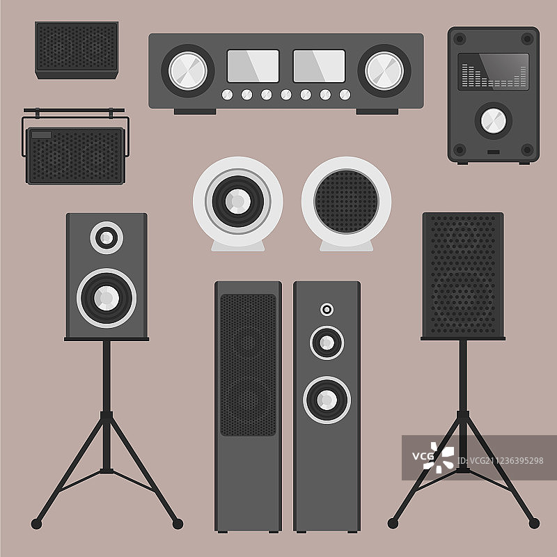 家用音响系统扁平音乐图片素材