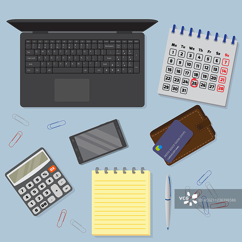 包含笔记本电脑的办公桌背景图片素材