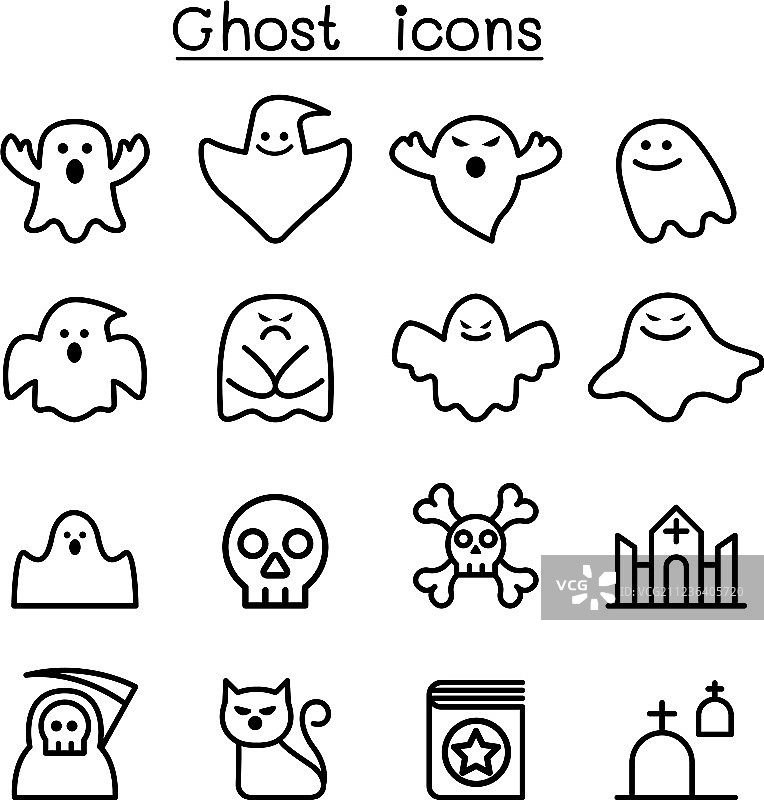 幽灵图标细线风格合集图片素材