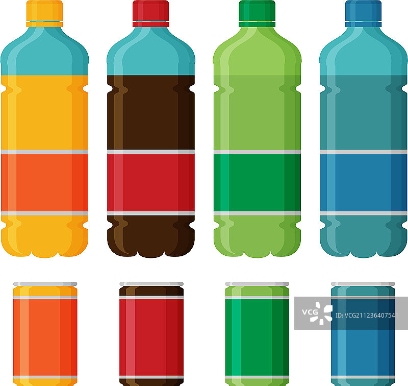 塑料和铝制软饮料合集图片素材
