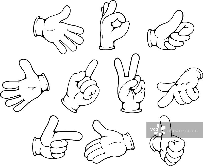 卡通手势合集图片素材