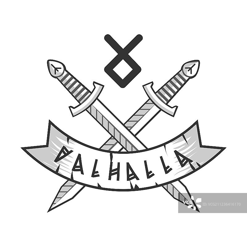 瓦尔哈拉单色交叉标志图片素材