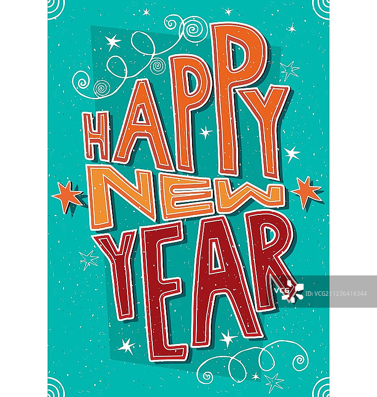 手工新年快乐明信片图片素材