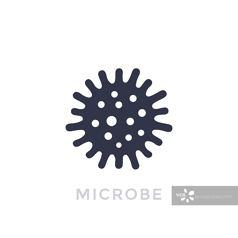 白色背景上隔离的微生物细菌图标图片素材