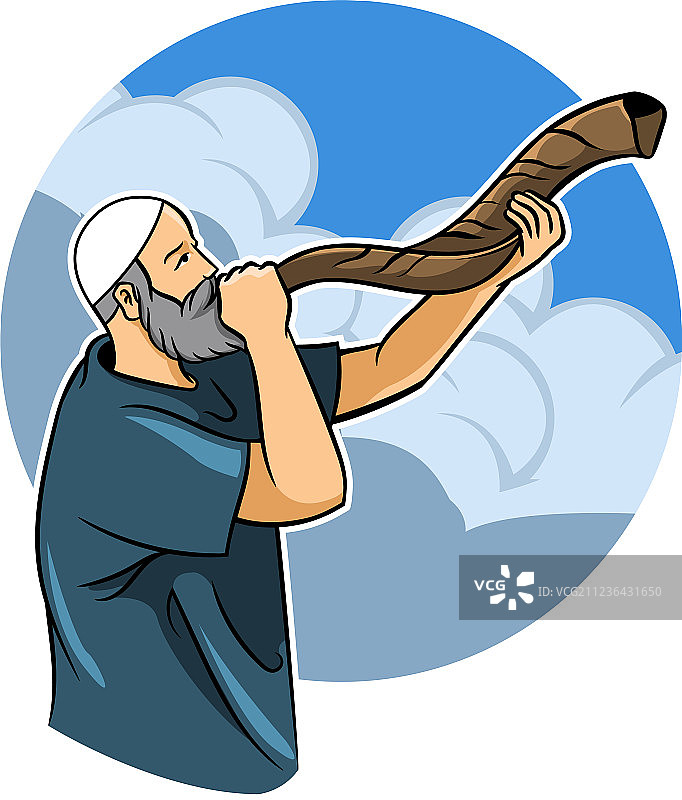 吹羊角号的犹太人图片素材