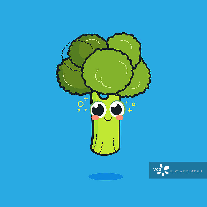 有趣的卡通可爱绿色微笑西兰花图片素材