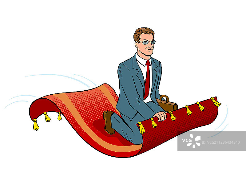 商人乘坐魔毯波普艺术风格图片素材