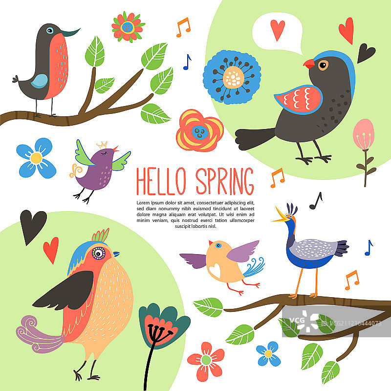 扁平风格春季时节组合图片素材