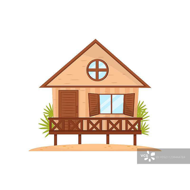 小型海滩小屋热带简易别墅图片素材