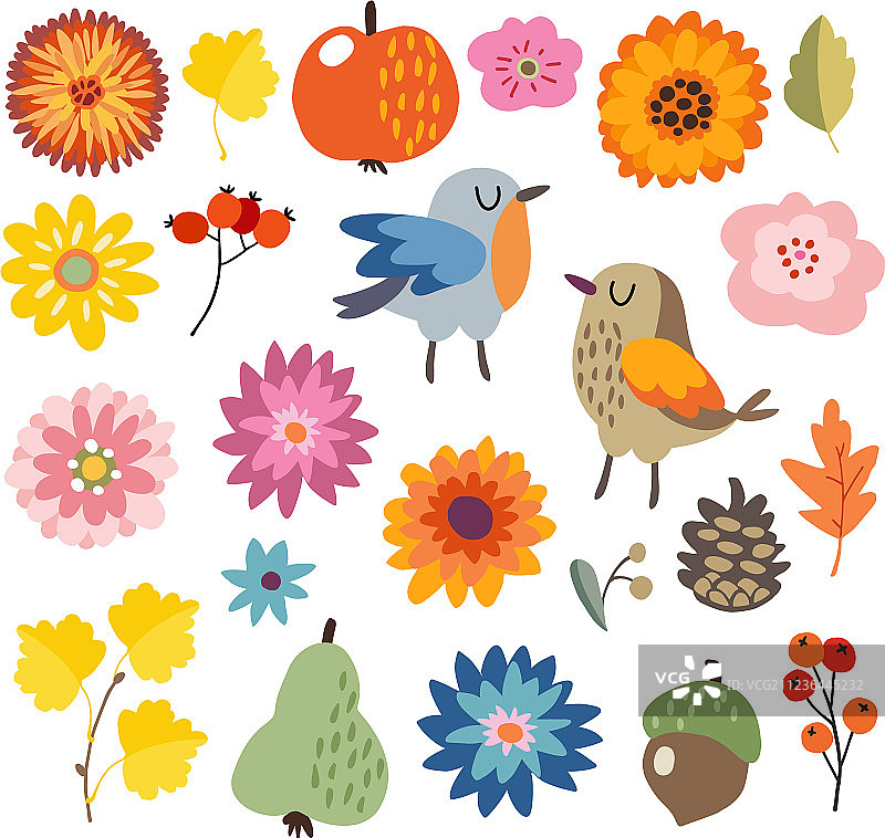 手绘秋季可爱元素素材图片素材