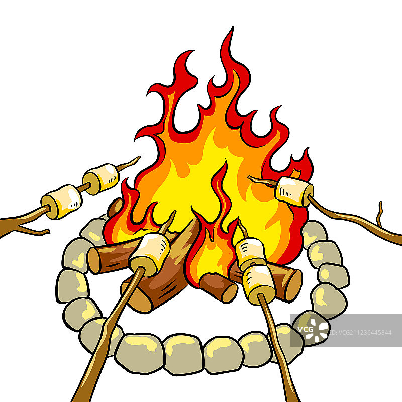 篝火上的棉花糖波普艺术图片素材