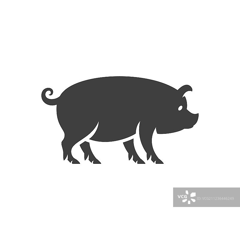 白色背景上的猪轮廓剪影图片素材