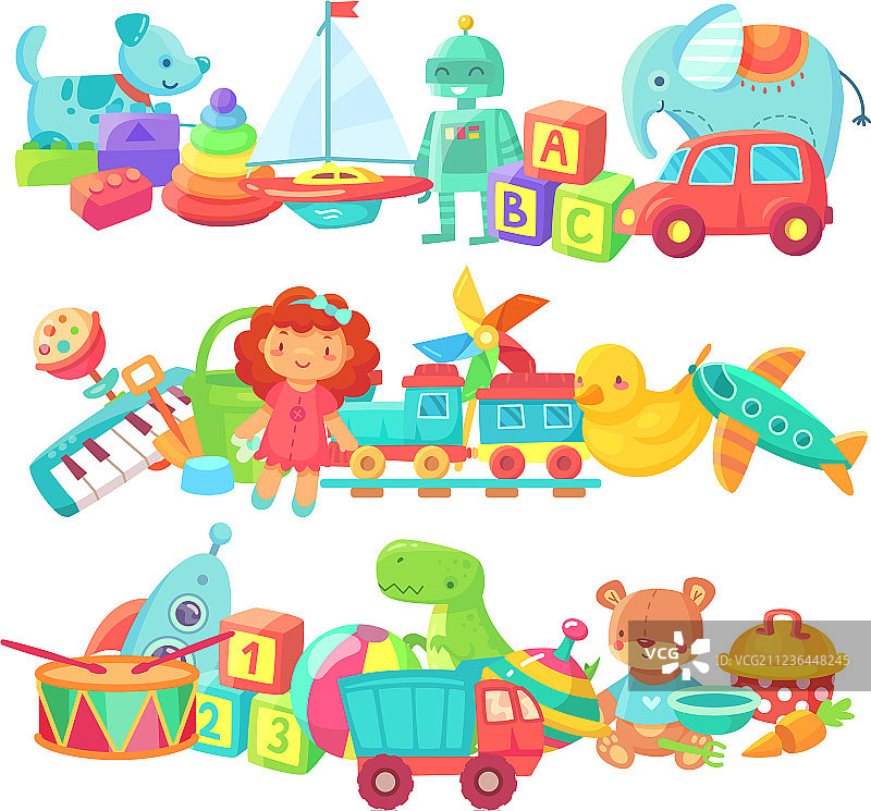 成堆的儿童玩具：卡通娃娃图片素材