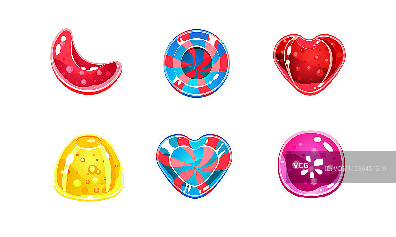 不同形状的光面糖果套装图片素材