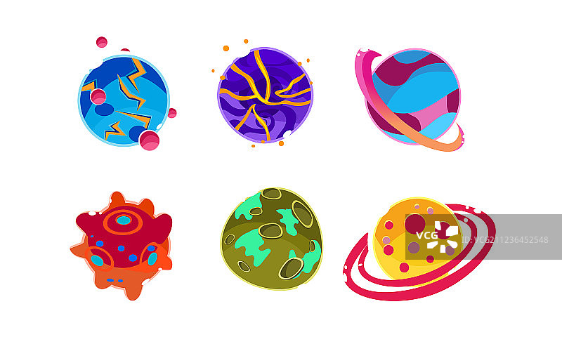 不同颜色的奇幻外星球合集图片素材