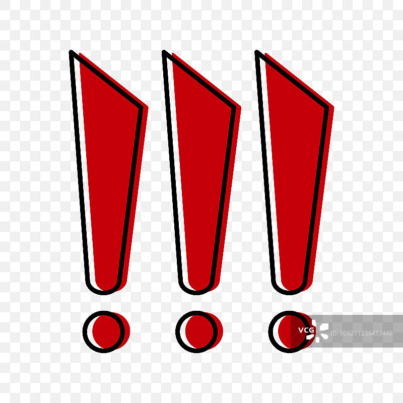 卡通风格的三个红色感叹号图片素材