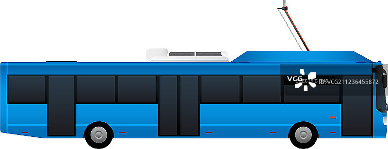 带受电弓的蓝色电动巴士图片素材