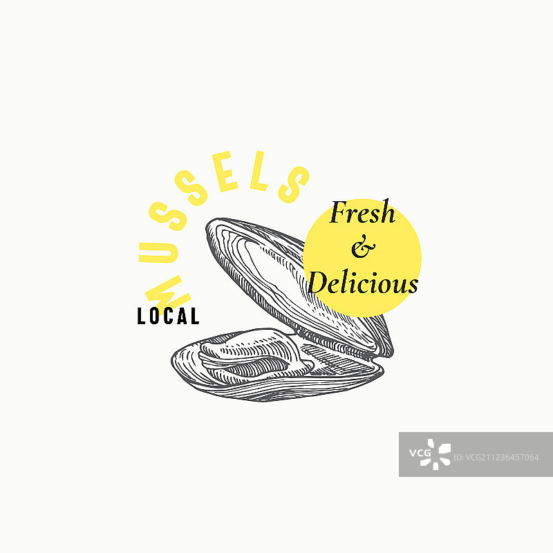 本地贻贝抽象标志符号或logo图片素材