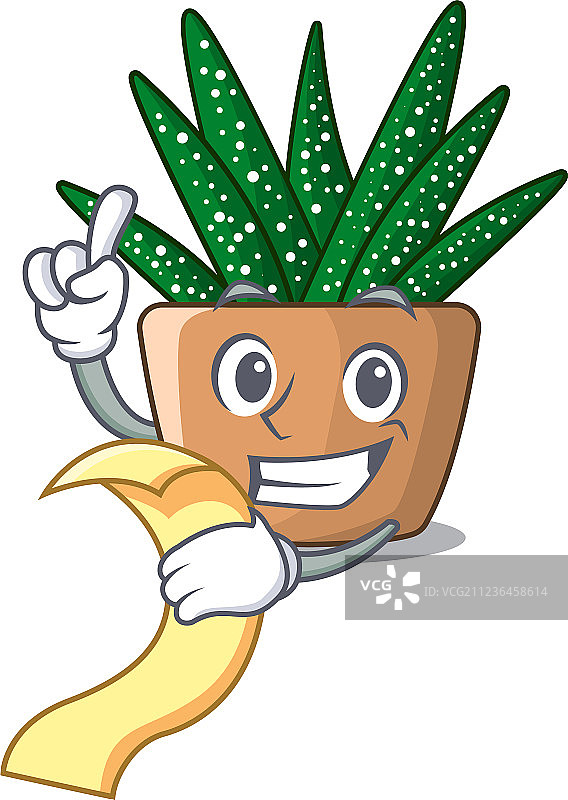 带菜单的卡通斑马仙人掌花园图片素材