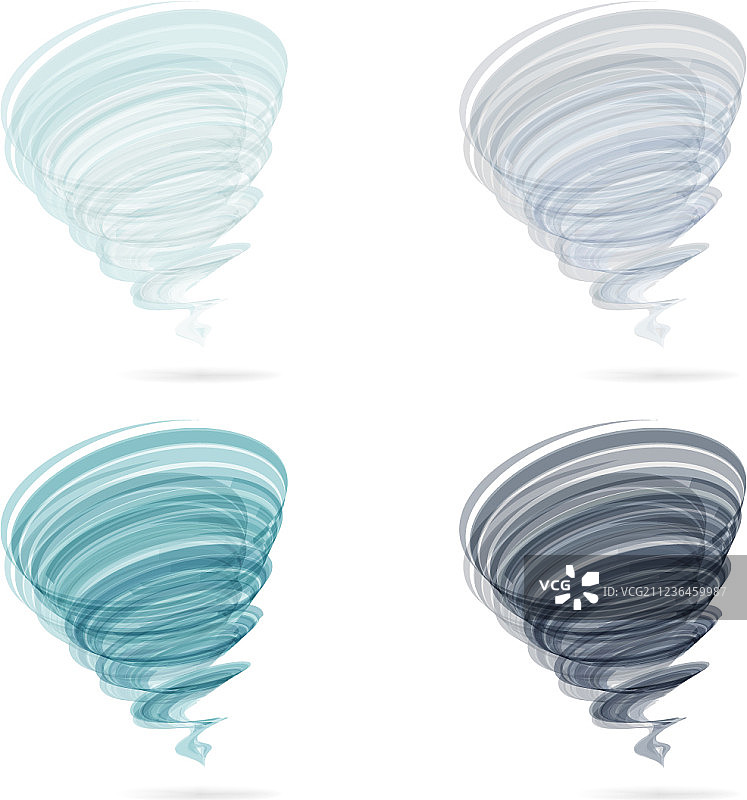 白色背景上的龙卷风漩涡图标集图片素材