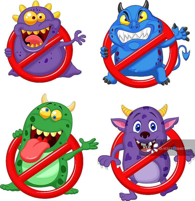 卡通停止病毒合集图片素材